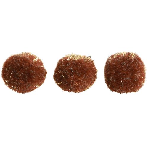 Article Pompons à paillettes marron Pompons 2,5 cm 2 sachets – 24pcs