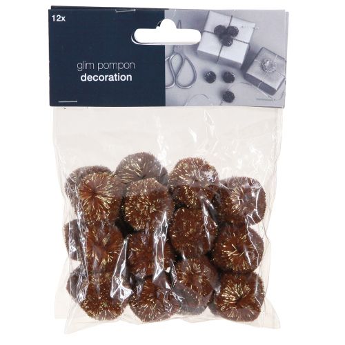 Article Pompons à paillettes marron Pompons 2,5 cm 2 sachets – 24pcs