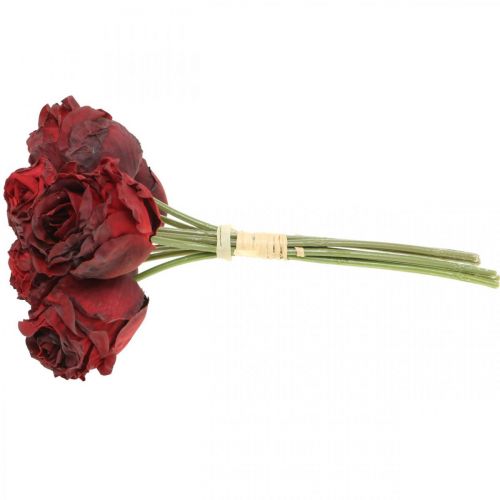 Article Roses artificielles rouges, fleurs en soie, bouquet de roses L23cm 8 pcs