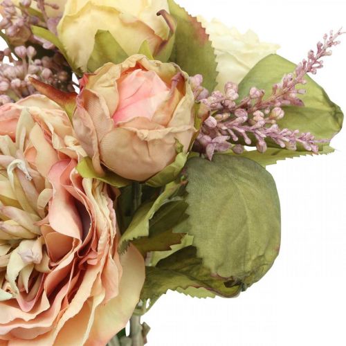 Article Roses fleurs artificielles en bouquet bouquet d&#39;automne crème, rose H36cm