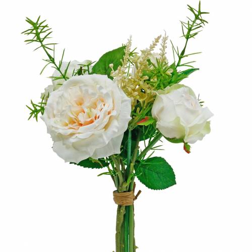 Article Bouquet de roses artificielles Fleurs en soie crème dans un bouquet
