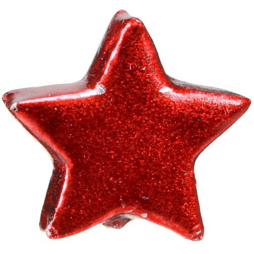 Floristik24 Étoiles rouges peintes Noël Ø2,5cm – 2ème choix – 96 pcs