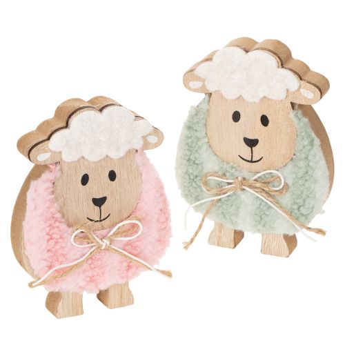 Article Moutons décoratifs en bois, adorables figurines pour le printemps et Pâques, décoration de table, 11 cm, lot de 6