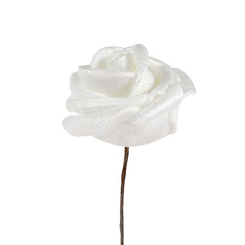 Article Roses en mousse blanches avec nacre Ø2,5cm 120 pcs