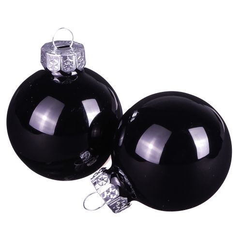 Floristik24 Boules de Noël noires boules d&#39;arbre en verre Ø4cm 24 pcs