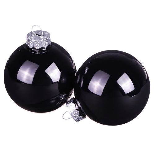 Floristik24 Boules de Noël noires boules d&#39;arbre en verre Ø6cm 24 pcs