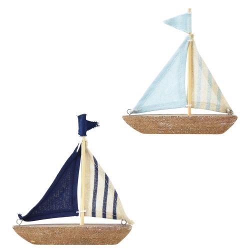 Voilier vintage bateau décoratif en bois 12×3×15cm assorti 2pcs