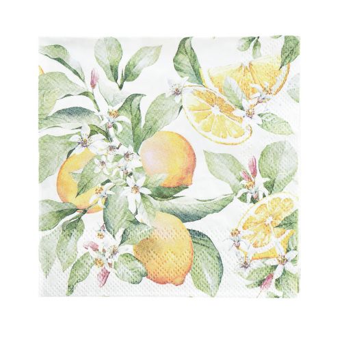 Floristik24 Serviettes décoration de table d&#39;été décoration citron 25x25cm 20pcs