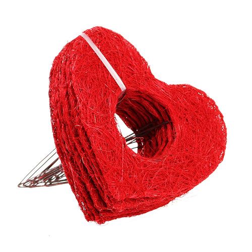 Article Manchette coeur en sisal 20cm décoration fleur en sisal coeur rouge 10 pcs