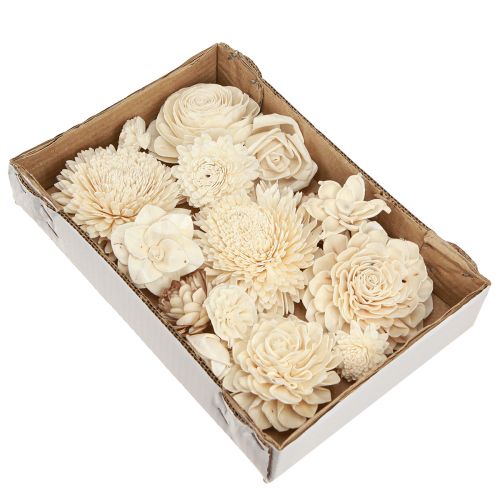 Article Sola Flowers Wood Fleurs en Bois Décoration Mix Crème 6-11cm 12-15 pcs