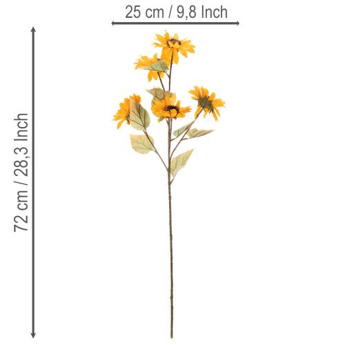 Article Tournesol artificiel, décoration réaliste, 72 cm, lot de 2