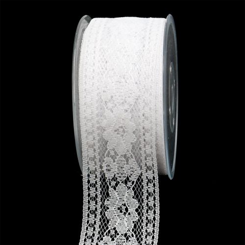Ruban dentelle décoratif 53mm 20m blanc
