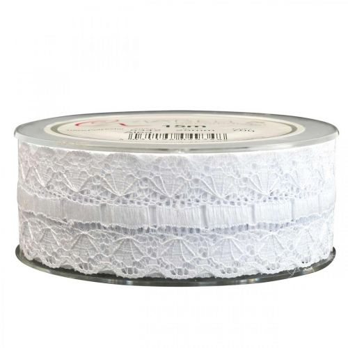 Article Ruban dentelle bordure dentelle ruban déco dentelle blanc 25mm 15m