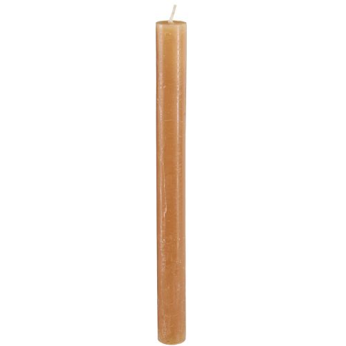 Floristik24 Bougies en bâton, bougies unies, caramel, 21×240mm, 12 pièces