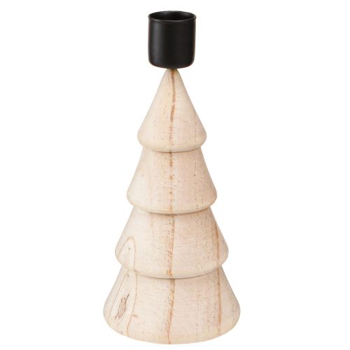 Article Bougeoir bâton en bois décoration sapin de Noël naturel H16cm 2 pcs