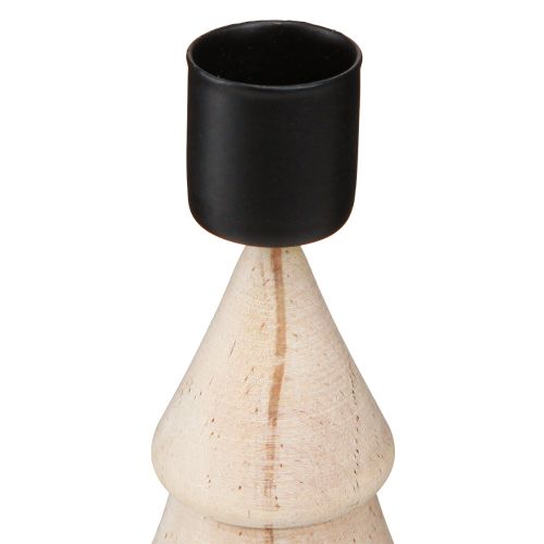 Article Bougeoir bâton en bois décoration sapin de Noël naturel H16cm 2 pcs