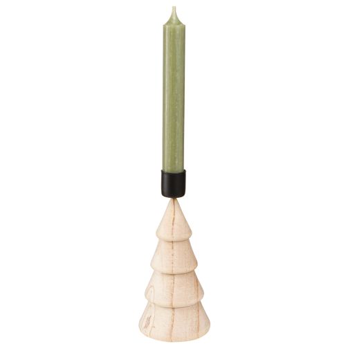 Article Bougeoir bâton en bois décoration sapin de Noël naturel H16cm 2 pcs