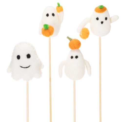 Article Figurines de fantômes sur bâtonnets en bois, décoration d'Halloween, 54 cm, lot de 8