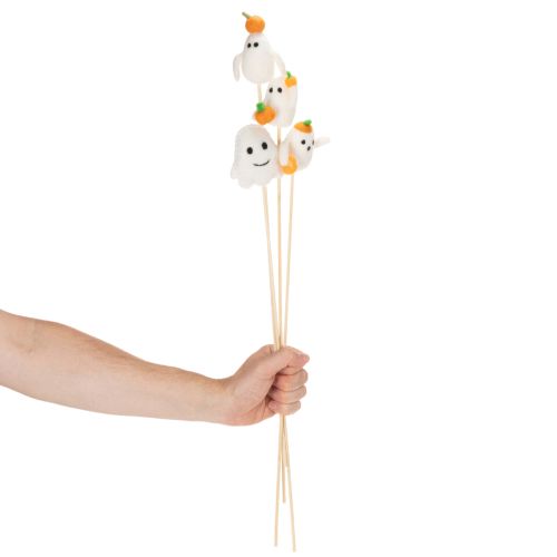 Article Figurines de fantômes sur bâtonnets en bois, décoration d'Halloween, 54 cm, lot de 8
