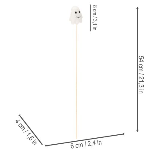 Article Figurines de fantômes sur bâtonnets en bois, décoration d'Halloween, 54 cm, lot de 8