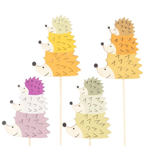 Article Tuteurs décoratifs pour jardin - Famille de hérissons colorés - 34 cm, lot de 12