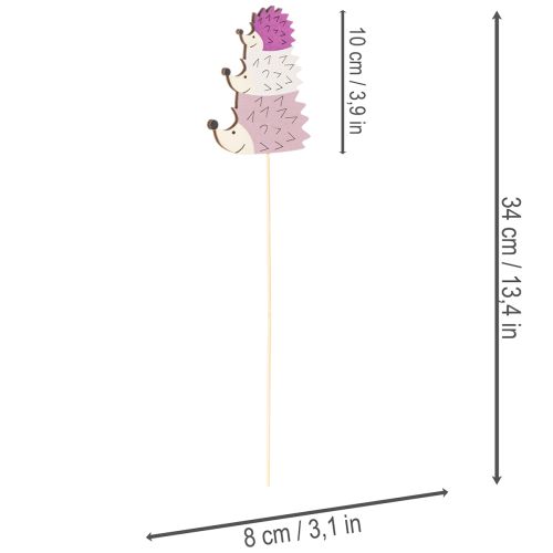 Article Tuteurs décoratifs pour jardin - Famille de hérissons colorés - 34 cm, lot de 12