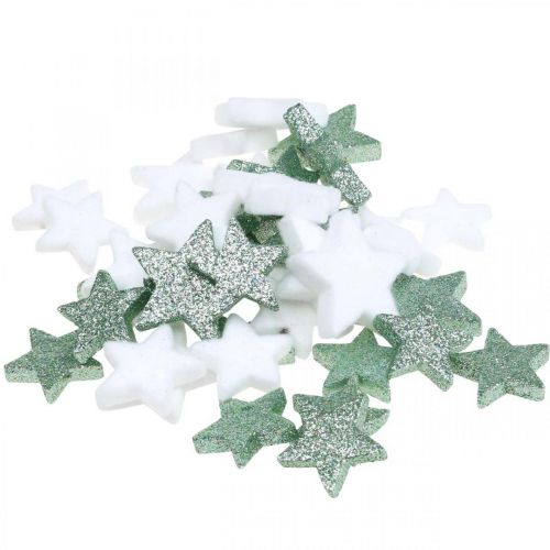 Article Décoration de Noël étoiles dispersées vert blanc Ø4/5cm 40 pcs