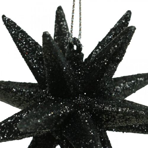 Article Étoiles de décoration de Noël à suspendre noires Ø7,5cm 8 pièces