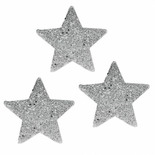 Floristik24 Décoration à disperser étoiles avec paillettes Ø6,5cm argent 36 pcs