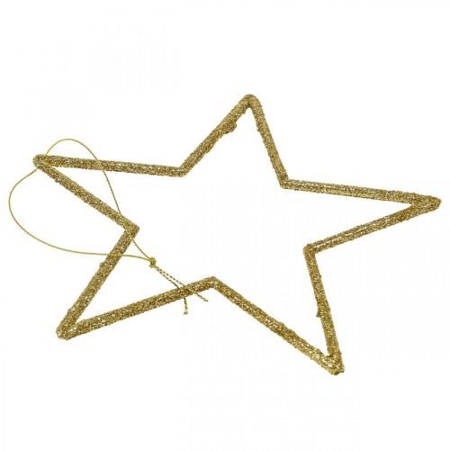 Article Décoration de Noël pendentif étoile paillettes dorées 17,5cm 9pcs