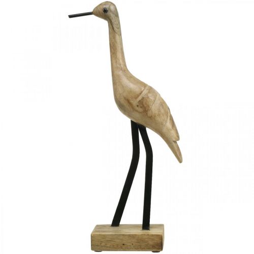 Article Échassier en bois, grue debout, oiseau décoratif couleur naturelle, noir H40cm