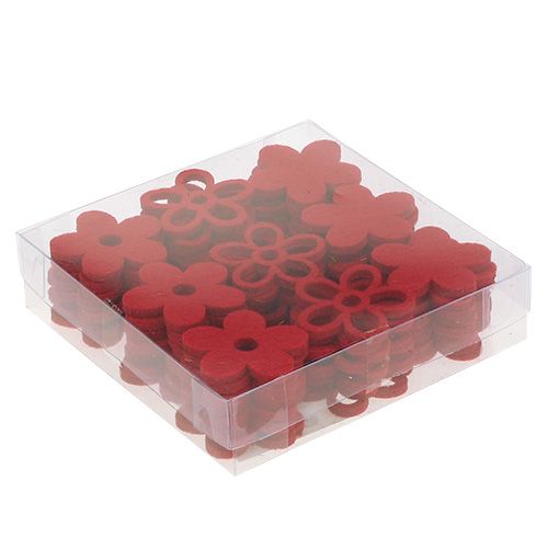 Article Décoration à disperser fleur en feutre rouge assorti en mélange Ø4cm 72 pcs