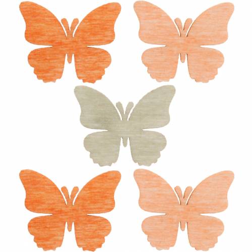 Article Décor à parsemer papillon papillons en bois décoration d&#39;été orange, abricot, marron 144 pièces