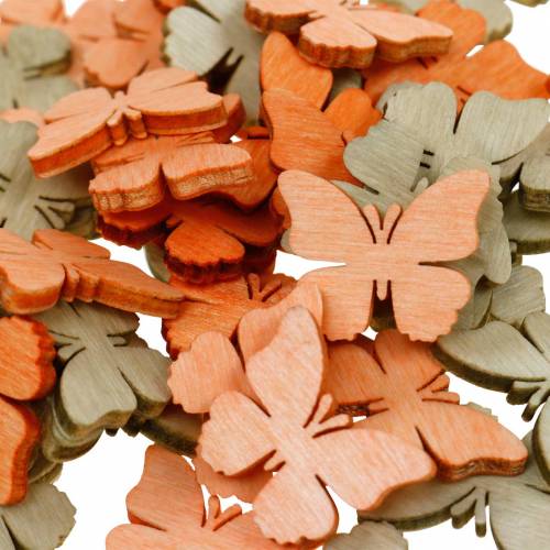 Article Décor à parsemer papillon papillons en bois décoration d&#39;été orange, abricot, marron 144 pièces