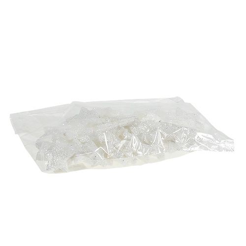 Article Décoration à disperser étoiles blanches avec mica 4-5cm 40pcs