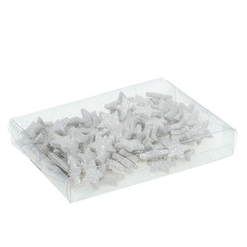 Article Etoiles à parsemer avec paillettes crème 2.5cm 96pcs