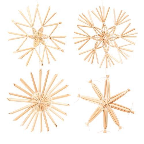 Décorations de sapin de Noël étoiles en paille Ø10-11cm 12 pcs