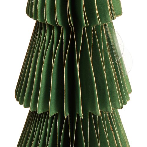 Article Sapin de Noël papier nid d&#39;abeille Noël vert or H30cm 2 pièces