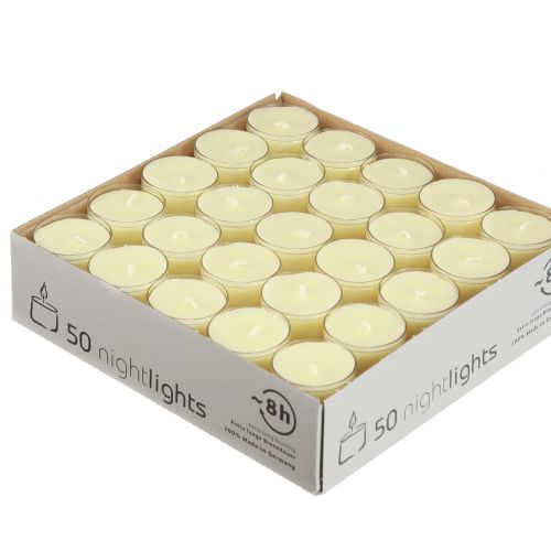 Article Veilleuses bougies chauffe-plat jaune crème dans un bol en plastique 8 heures 50 pcs