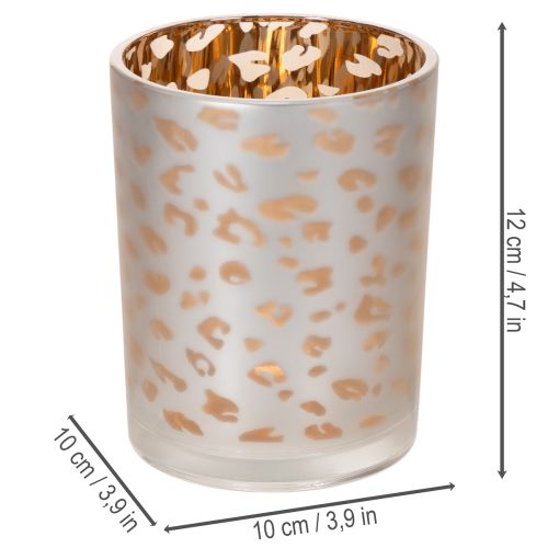 Article Porte-bougie chauffe-plat en verre à motif léopard, 12 cm