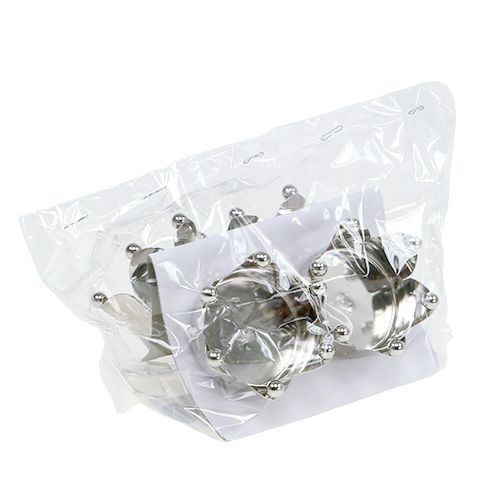 Article Photophore couronne argent Ø4,8cm 4 pcs