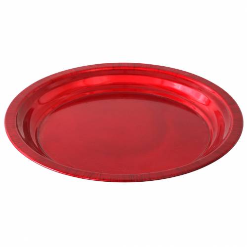 Article Assiette décorative en métal rouge effet vernis Ø38cm