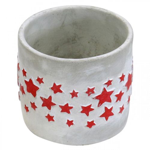 Article Jardinière avec étoiles, décoration en céramique, aspect béton, jardinière de Noël Ø12.5cm H11cm 3pcs