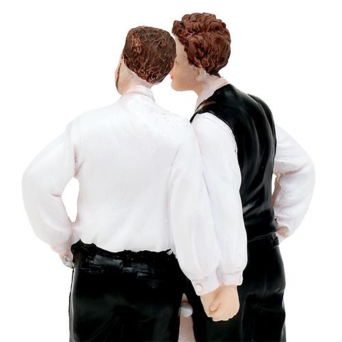 Article Figurine de gâteau couple d’hommes avec gâteau 16,5 cm