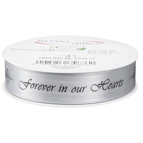 Article Ruban de deuil argent noir disant Forever in... 25mm 25m