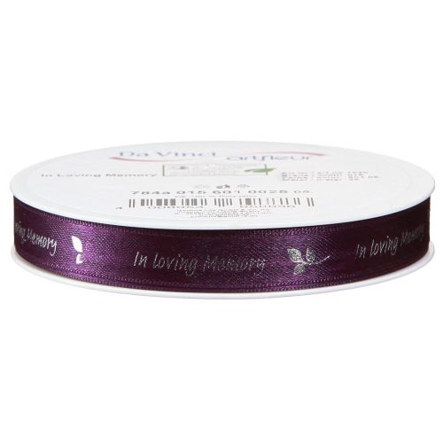 Article Ruban de deuil en argent violet In Loving Memory 15mm 25m