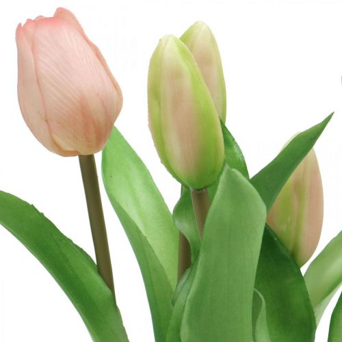 Article Tulipe rose, verte en pot Tulipe décorative artificielle en pot H23cm