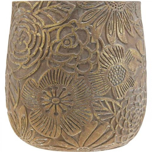 Article Jardinière fleurs dorées pot de fleurs en céramique Ø21cm H22.5cm