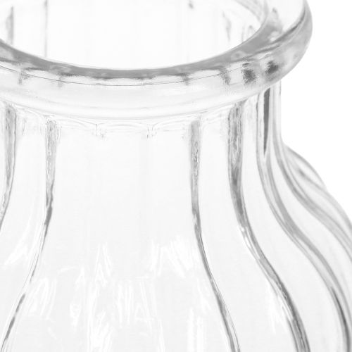 Article Vase verre rainures vase en verre décoratif verre clair Ø11cm H15cm 2pcs