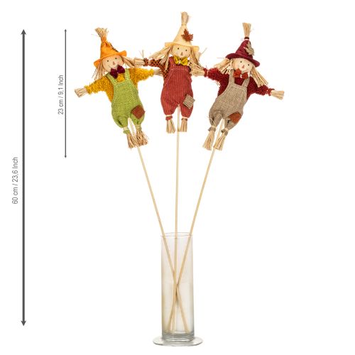 Article Épouvantail décoratif sur bâtonnet, pour loisirs créatifs et plantes, 60 cm